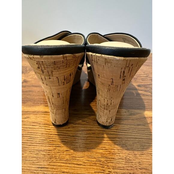 Charles by Charles David Latrice Faux Leather Wedge Sandals Black Women’s Sz 9 - Picture 5 of 9